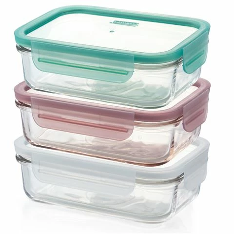 Glasslock - Rectangular Tempered Glass 710ml Set 3pce 1 Glasslock - Rectangular Tempered Glass 710ml Set 3pce