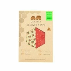 Queen B - Beeswax Wrap Red Sparkle & Holly Med & Large 2pce