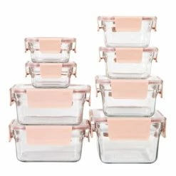 Glasslock - Premium Ovensafe Container Set With Pink Lids 8pce