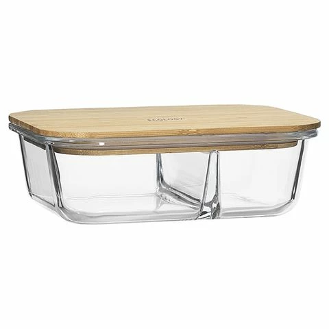 Ecology - Nourish Rectangle Storage W/ Bamboo Lid Div 20x15 1 Ecology - Nourish Rectangle Storage W/ Bamboo Lid Div 20x15