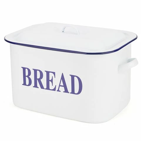 Falcon - Enamel Bread Bin Small White & Blue 1 Falcon - Enamel Bread Bin Small White & Blue