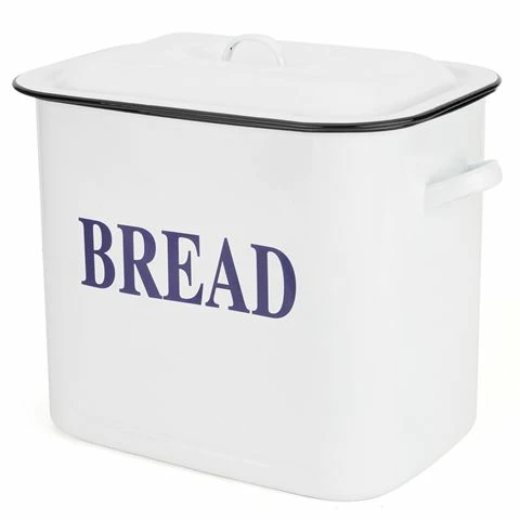 Falcon - Enamel Bread Bin Large White & Black 1 Falcon - Enamel Bread Bin Large White & Black