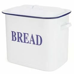 Falcon - Enamel Bread Bin Large White & Blue