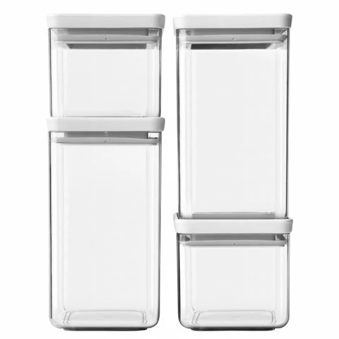 Brabantia - Stackable Square Canister Light Grey Set 4pce 1 Brabantia - Stackable Square Canister Light Grey Set 4pce