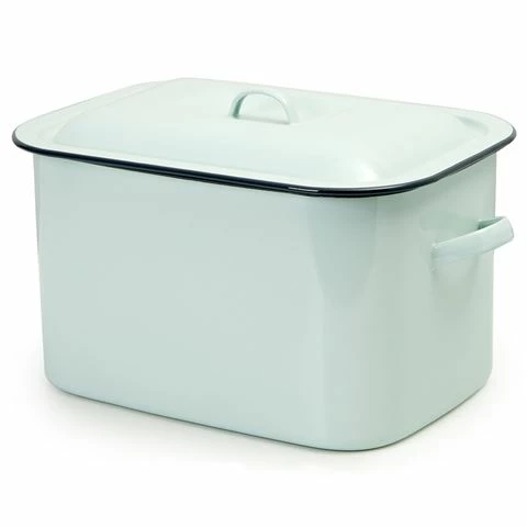 Falcon - Enamel Bread Bin Duck Egg Blue W/Grey Rim 1 Falcon - Enamel Bread Bin Duck Egg Blue W/Grey Rim